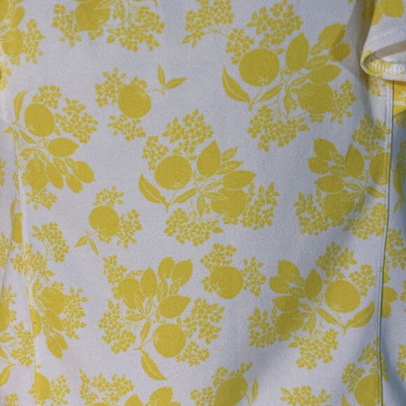 66-6 ANN TAYLOR white yellow floral lemon fruit flutter sleeves cross back top M - Picture 4 of 8